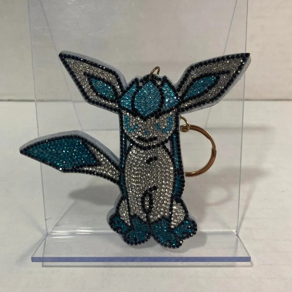 Pokemon Keychain Glaceon Rhinestone Glitter Charm Japan Import